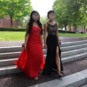 Black Sparkly Prom Dress with Front Slit by Morilee Madeline Gardner